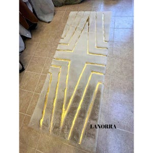 Beige Soft Geometric Plush Area White Rug, Faux Fur Living Room Fluffy Rug, Beige Gold Plush Rug, Shaggy Unique Elegant Luxury Soft Rug