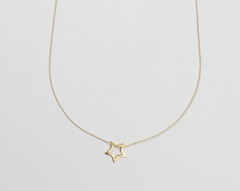 Kinderketting - KLEINE STER, 925 zilver, verguld, filigraan zilveren ketting, lieve kindersieraden, leuk cadeau-idee, verjaardagscadeau,