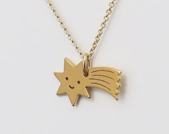 Necklace - SMALL SHOOT STAR, gold plated silver, delicate necklace, special gift, personalized silver necklace, sweet necklace pendant, star