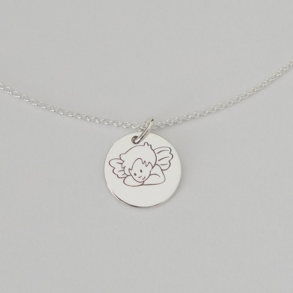 Kinderkette - PERSONALISIERTER SCHUTZENGEL - 925 Silber, Geschenk zur Taufe, filigrane Namenskette, Geschenk zur Geburt, süßer Gravurschmuck