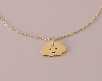 Kinderketting LITTLE CLOUD, verguld zilver, filigrane ketting, bijzonder doopcadeau, gepersonaliseerde zilveren ketting, lieve kindersieraden