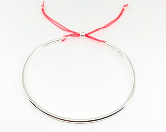 BANGLE met trekkoord, gewenste kleur - 925 zilver - S/meter