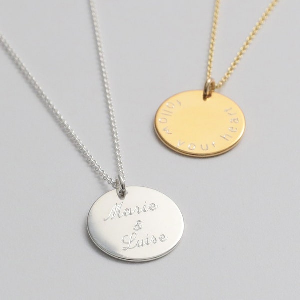 ENGRAVED NECKLACE - 925 silver/gold-plated, delicate chain, special baptism gift, personalized silver chain, personalized jewelry, engraved necklace