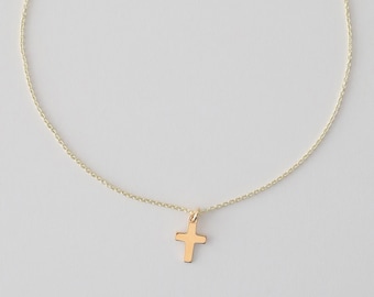 Necklace - SMALL CROSS, 925 silver gold plated, filigree chain, gift idea, delicate silver chain, symbol chain, delicate silver chain