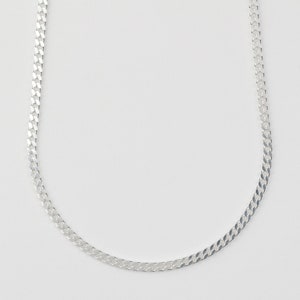Curb chain - 925 silver, 2.4 mm, delicate flat curb chain, gift for her, stylish statement chain, gift for him, adjustable chain