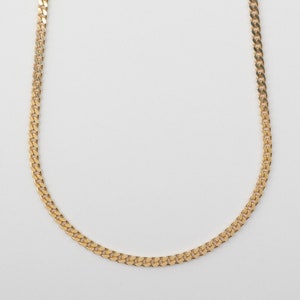 Curb chain 3.3 mm - 925 silver gold-plated 18k, delicate flat curb chain, gift for her, adjustable statement chain, gift for him
