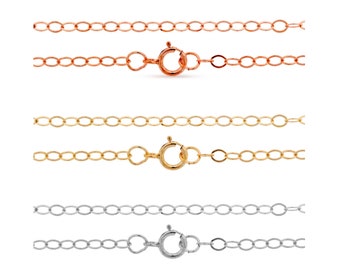 Halskette - feine Ankerkette/Kabelkette, 50/60cm, 925 Silber/-Rosé/-Goldfilled, filigrane Gliederkette, Lagenlook Kette,zierliche Kabelkette