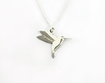 Children's necklace - LITTLE HUMMINGBIRD - bird, delicate silver chain with bird pendant, silver filigree necklace, special birthday present,