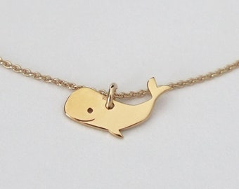 Chain - SMALL WHALE, 925 silver gold-plated, filigree chain, special birthday present, sweet summer jewelry, chain with animal pendant,