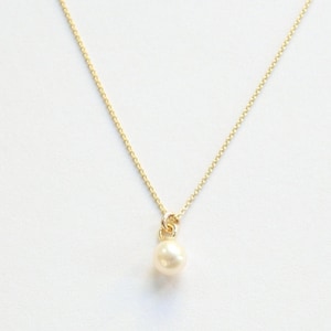 Necklace - SMALL PEARL, silver gold plated/ gold filled delicate pearl necklace, beautiful bridal jewelry, dainty pendant, freshwater pearl