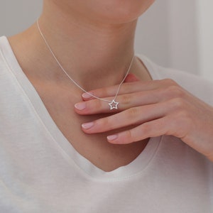 Necklace - LITTLE STAR, 925 silver / gold-plated / rose, silver chain with stars, gift for her, shiny star pendant, gift idea