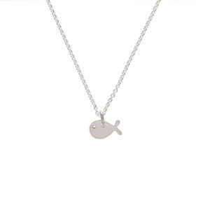Collana per bambini - PESCIOLINO/BALENA, argento 925, lucido, nascita, ciondolo a forma di pesce in filigrana, segno zodiacale, battesimo, gioielli per bambini