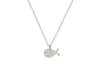 Kinderketting - KLEINE VIS/WALVIS, 925 zilver, glanzend, geboorte, filigraan vishanger, sterrenbeeld, doop, kindersieraden