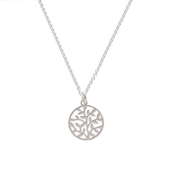 Kinderkette - KLEINER BAUM, 925 Silber, filigrane Silberkette, schöne Geschenkidee, Tree of life, zarter Kinderschmuck, floraler Anhänger