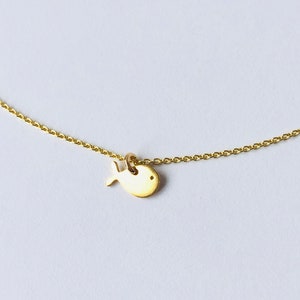 Children's necklace LITTLE FISH/WHALE, 925 silver gold-plated, shiny, birth, filigree fish pendant, zodiac sign, baptism, children's jewelry, image 4