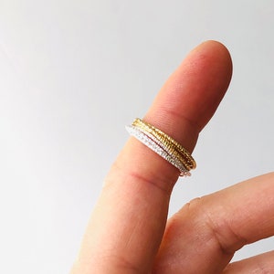 Ring - 3-piece glitter ring - 925 silver or silver gold-plated, 18k, filigree ring, gift for her, gold ring, faceted ring, 52-60