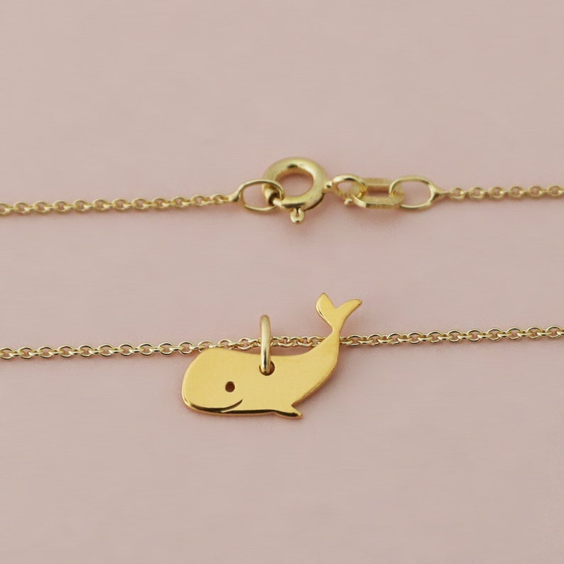 Chain SMALL WHALE, 925 silver gold-plated, filigree chain, special birthday present, sweet summer jewelry, chain with animal pendant, image 8