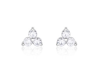 Earrings - SMALL FLOWER ZIRCONIA, 925 Silver / Silver Gold Plated / Silver Rose Gold Plated