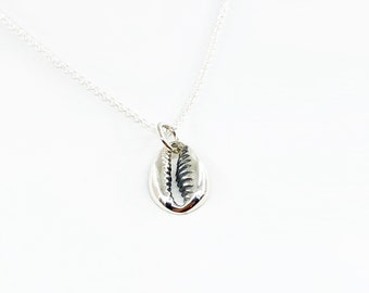 Necklace - SHELL, 925 silver, gift for her, filigree silver necklace, silver cowrie shell, delicate silver necklace, maritime jewelry