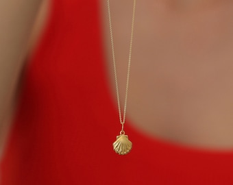 Necklace - SMALL SHELL, 925 silver gold-plated, maritime necklace, shell pendant, filigree necklace, gift for her, birthday gift