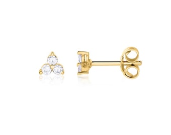 Ear studs - SMALL FLOWER ZIRCONIA, 925 silver / silver gold plated / silver rose gold plated