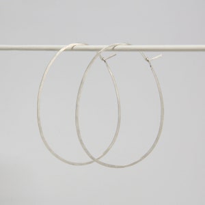Hoop Earrings - OVAL Large Silver Closed Design Filigree Earrings Birthday Gift Thin Hoop Earrings Hammered