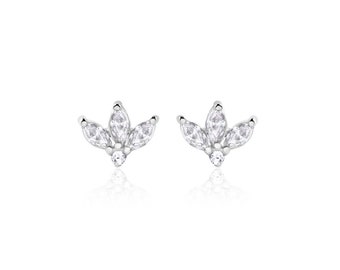 Earrings - SMALL TULIP made of ZIRCONIA, 925 silver / silver gold plated / silver rose gold plated