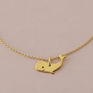 Chain SMALL WHALE, 925 silver gold-plated, filigree chain, special birthday present, sweet summer jewelry, chain with animal pendant, image 6