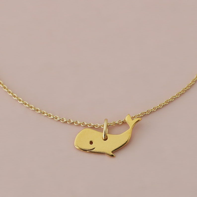 Chain SMALL WHALE, 925 silver gold-plated, filigree chain, special birthday present, sweet summer jewelry, chain with animal pendant, image 6