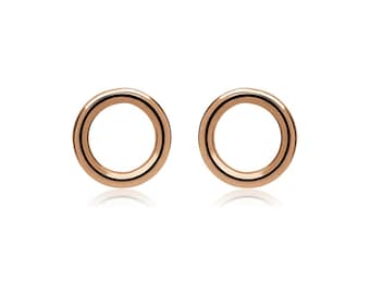 Earrings - KLEINER RING, 6 mm, silver rose gold plated, glossy