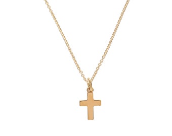 Kinderkette - KLEINES KREUZ, Silber vergoldet, filigrane Kette, Geschenkidee, zierliche Silberkette Kreuz, Kommunionsgeschenk, Symbolkette