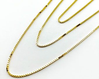 Venetiaanse ketting, 45-70 cm, verguld zilver, tijdloze ketting, klassieke sieraden, ketting voor gelaagde look, glanzende gouden ketting in zomerstijl