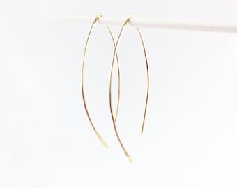 Hoop earrings NAVETTE - hammered ear hooks, gold-filled, filigree, V-shape, open hoop earrings, earrings, arch, everyday jewelry, gift idea
