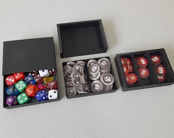 Token Tray / Dice Tray with Sliding Lid (poker card size)