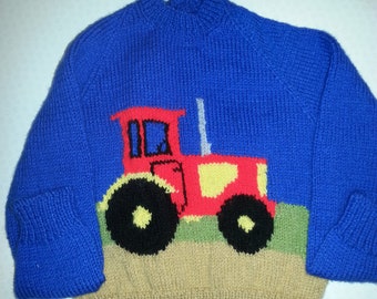 Childs tractor jumper. Available to order in any sie or colour scheme