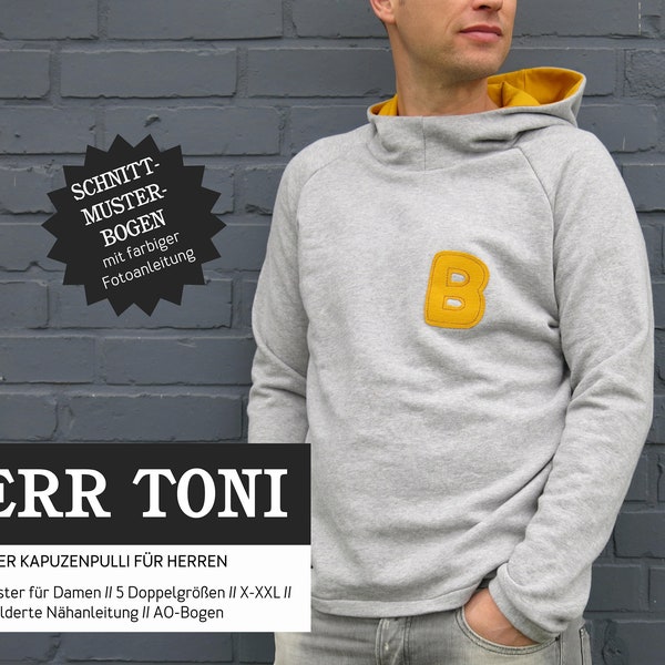 HERR TONI Kapuzensweater für Herren, PAPIERSCHNITT