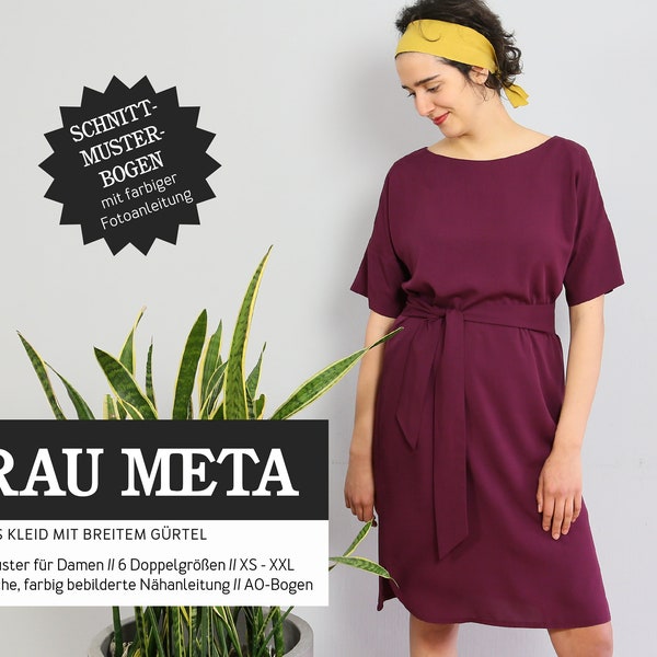 Lässiges Kleid mit breitem Gürtel FRAU META Papierschnitt