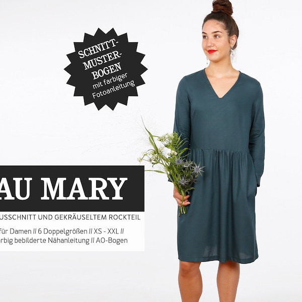 Kleid mit V-Ausschnitt FRAU MARY Papierschnitt