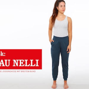 Ankle-free jogging pants with wide waistband FRAU NELLI e-book