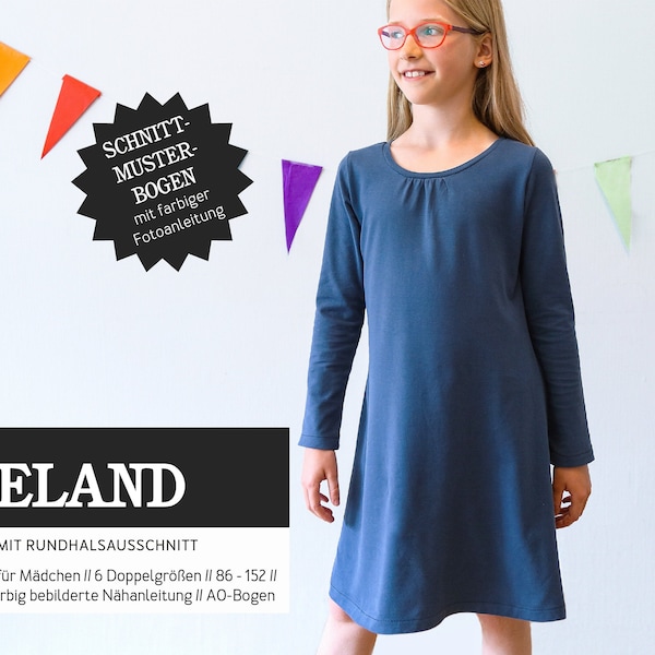 VLIELAND • Jerseykleid mit Rundhalsausschnitt,  PAPIERSCHNITT