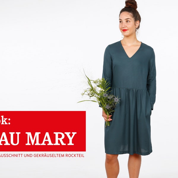 Kleid mit V-Ausschnitt und angekräuseltem Rockteil FRAU MARY e-book