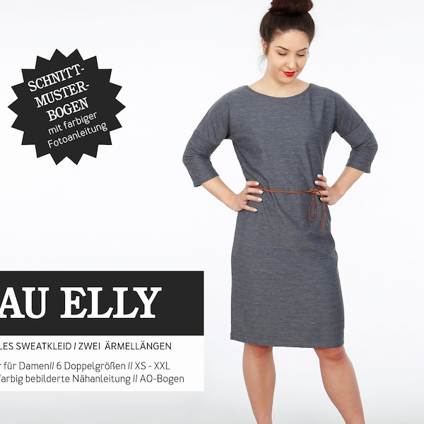 Blitzschnelles Kleid mit Gürtel FRAU ELLY Papierschnitt