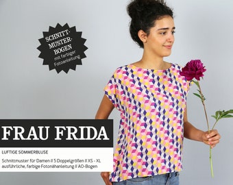 WOMEN FRIDA casual summer blouse, PAPIERSCHNITT