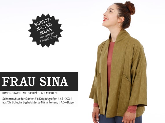Kimonojacke mit schrägen Taschen FRAU SINA Papierschnitt