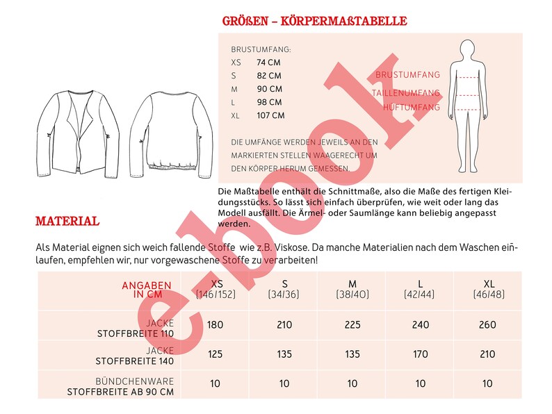 Pode incluir: Um gr&aacute;fico com informa&ccedil;&otilde;es de tamanhos para uma jaqueta em v&aacute;rios tamanhos, incluindo XS, S, M, L e XL. O gr&aacute;fico inclui medidas para o busto, a cintura e os quadris em cent&iacute;metros. O gr&aacute;fico tamb&eacute;m inclui medidas para a jaqueta em cent&iacute;metros, incluindo a largura do tecido em diferentes pontos.