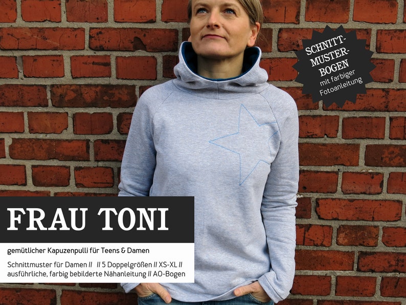 Kapuzensweater für Damen FRAU TONI Papierschnitt Bild 1