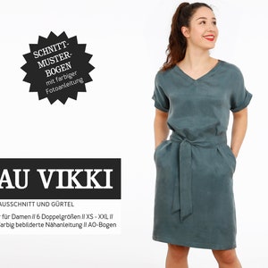 Loose dress with V-neck FRAU VIKKI paper cut