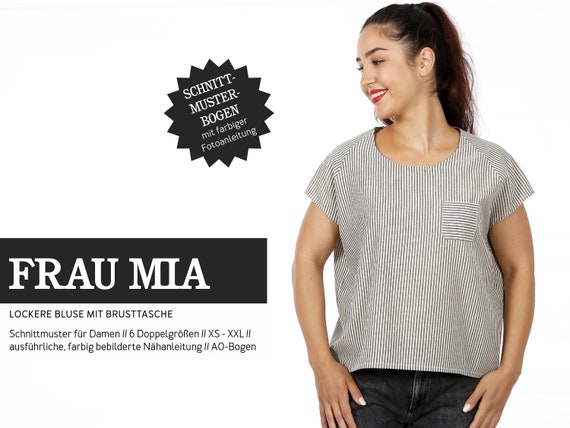 Lockere Raglanbluse FRAU MIA Papierschnitt
