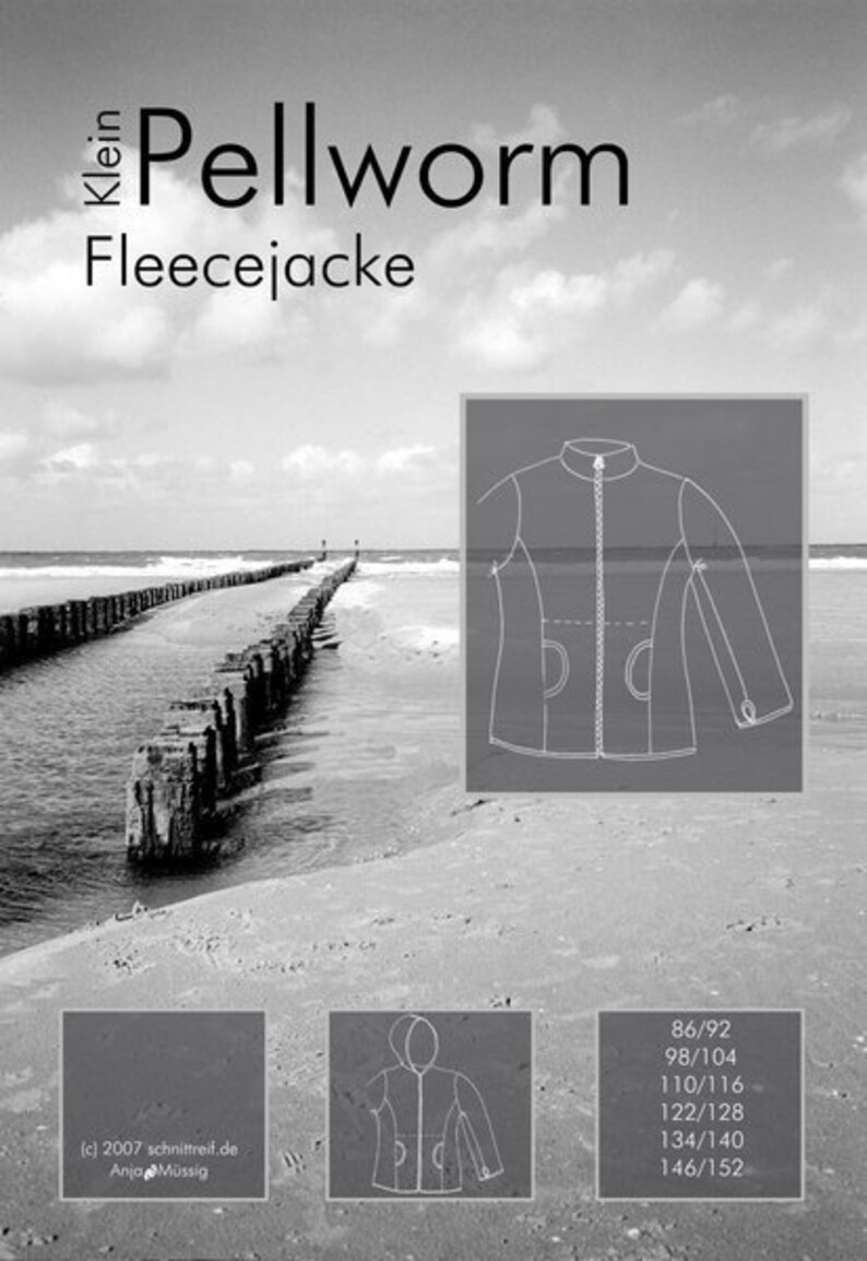 smallPELLWORM fleece jacket, sewing pattern image 1