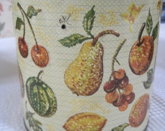 vintage blechdose mit obstmotiven